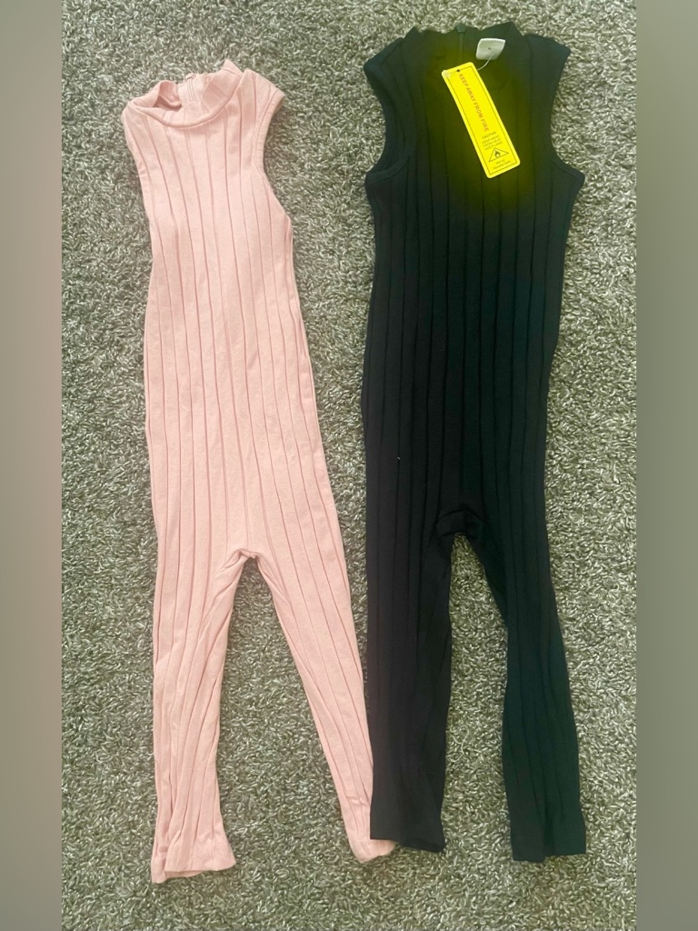 SHEIN Toddler Girl Ribbed Sleeveless Knit Jumpsuit - Pink or Black
